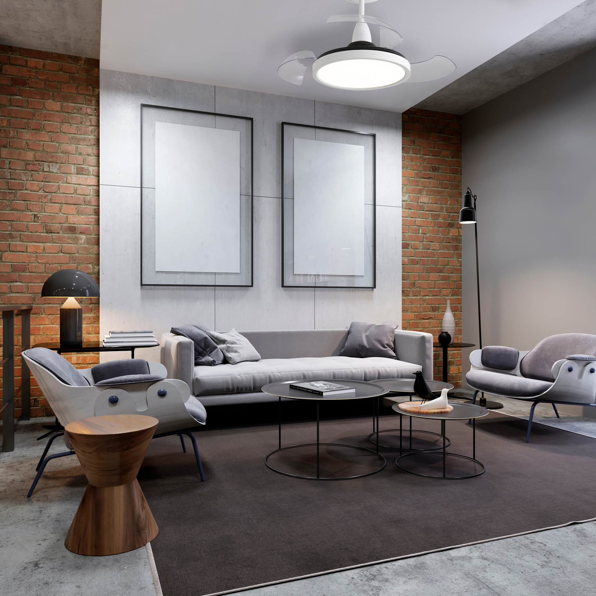 Ventilador de teto Aliseu Retrátil Mid Branco Ambientado