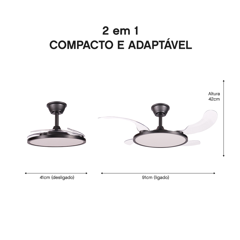 Ventilador de Teto Aliseu Cosmos Preto