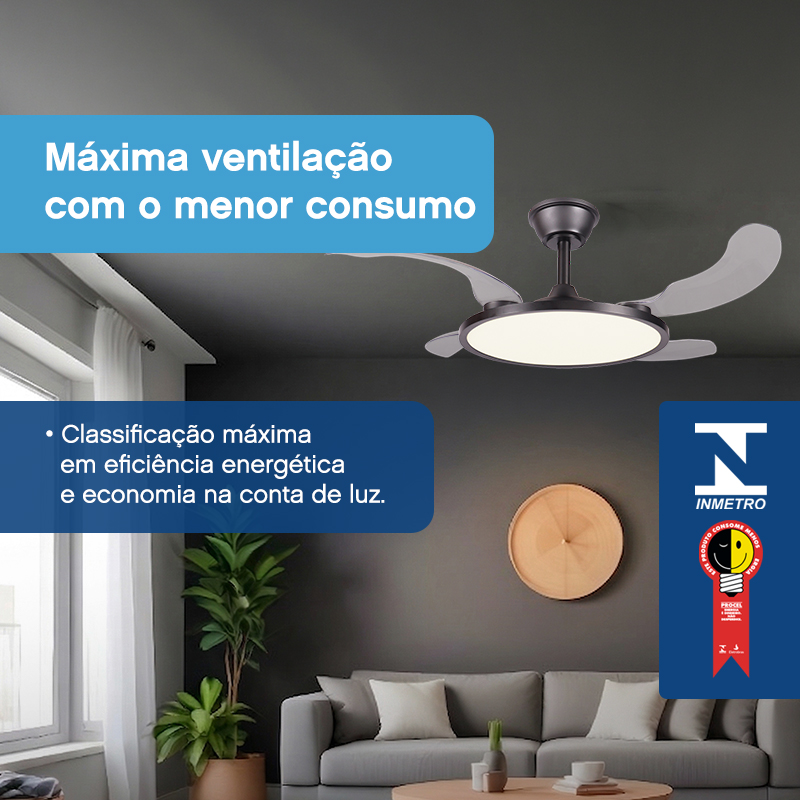 Ventilador de Teto Aliseu Cosmos Preto