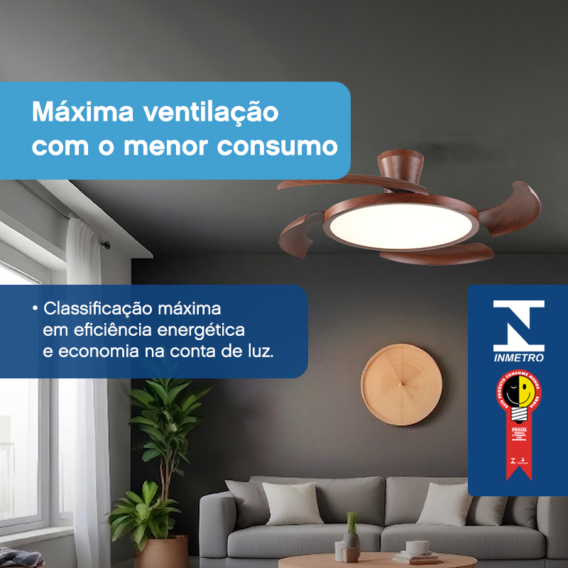 Ventilador de Teto Aliseu Lírio Mogno