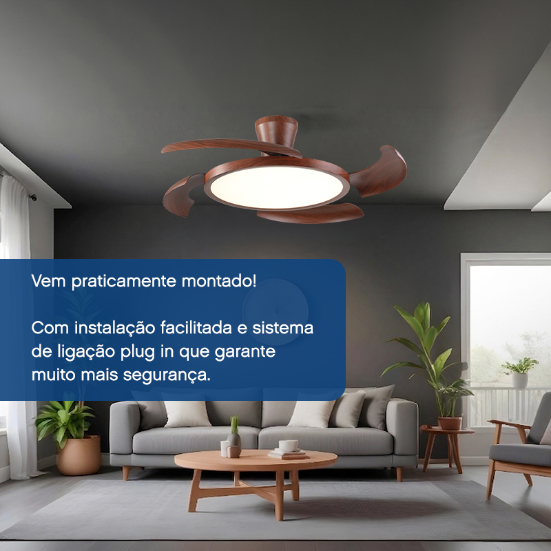 Ventilador de Teto Aliseu Lírio Mogno