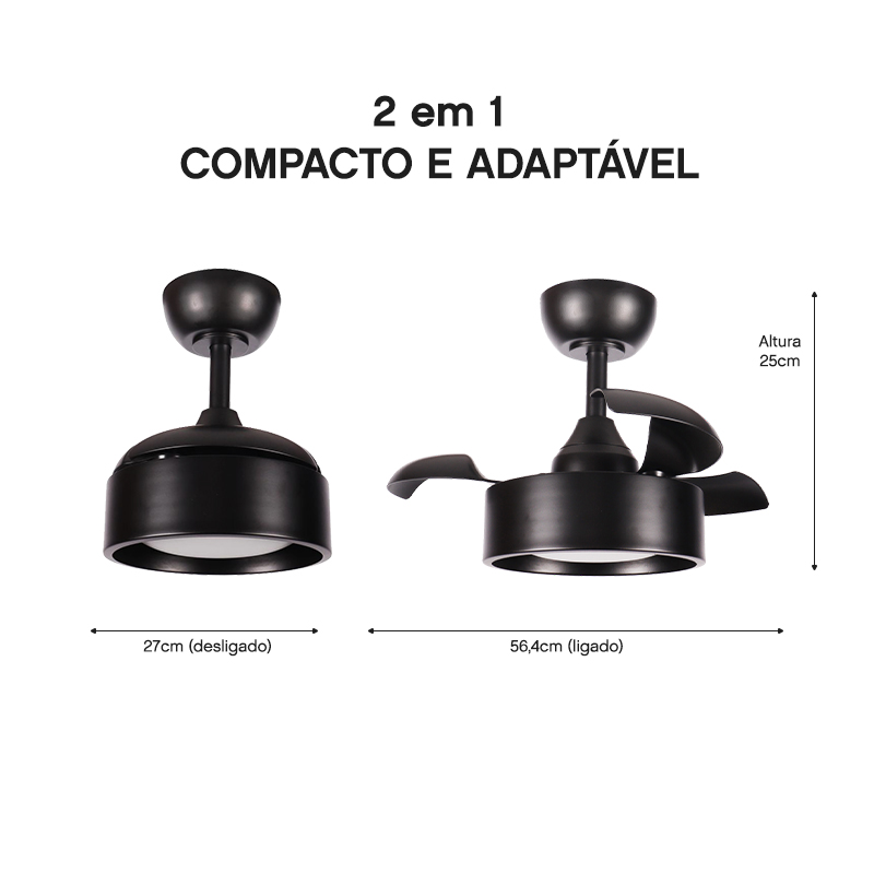 Ventilador de Teto Aliseu Tulipa Preto